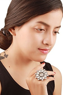 Silver Handcrafted Adjustable Ring In Sterling Silver