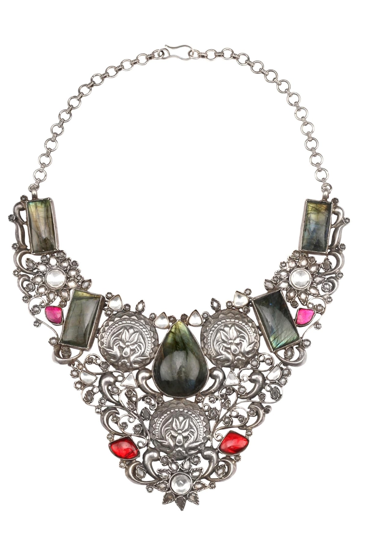Floral & Bird Carved Choker 