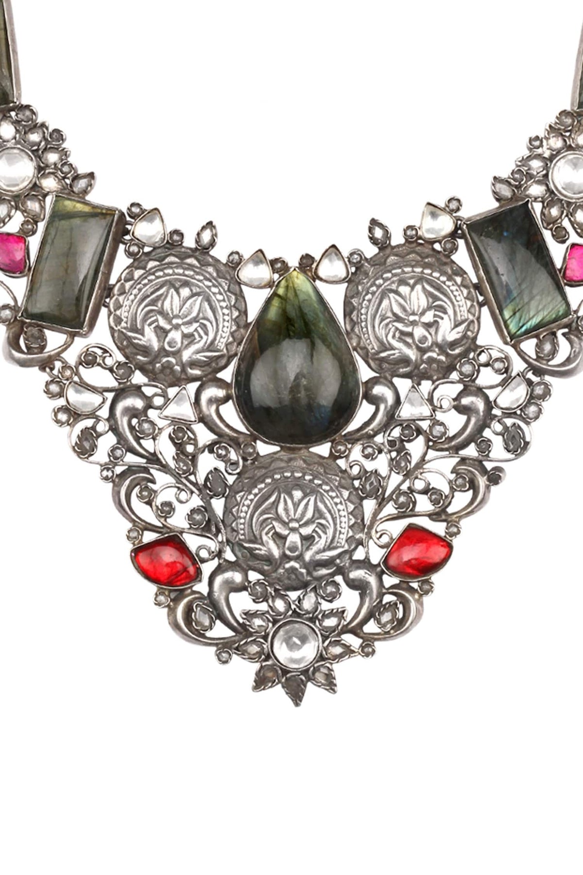 Floral & Bird Carved Choker 