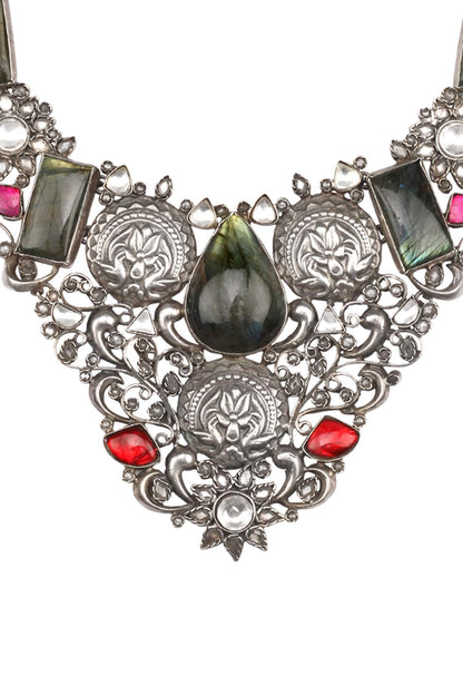 Floral & Bird Carved Choker 