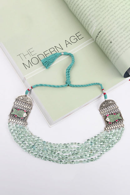 Multi Layered Stone Embellished Necklace 