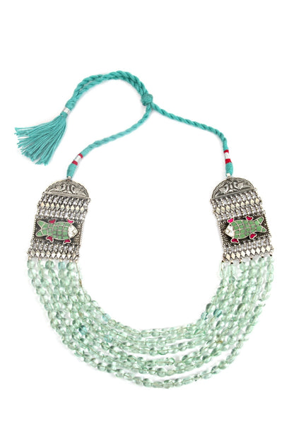 Multi Layered Stone Embellished Necklace 