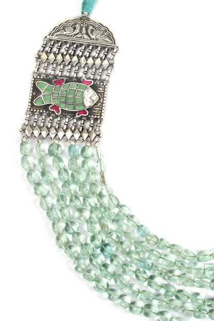 Multi Layered Stone Embellished Necklace 