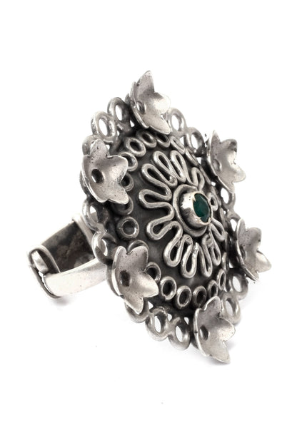 Floral Motif Cutwork Ring 