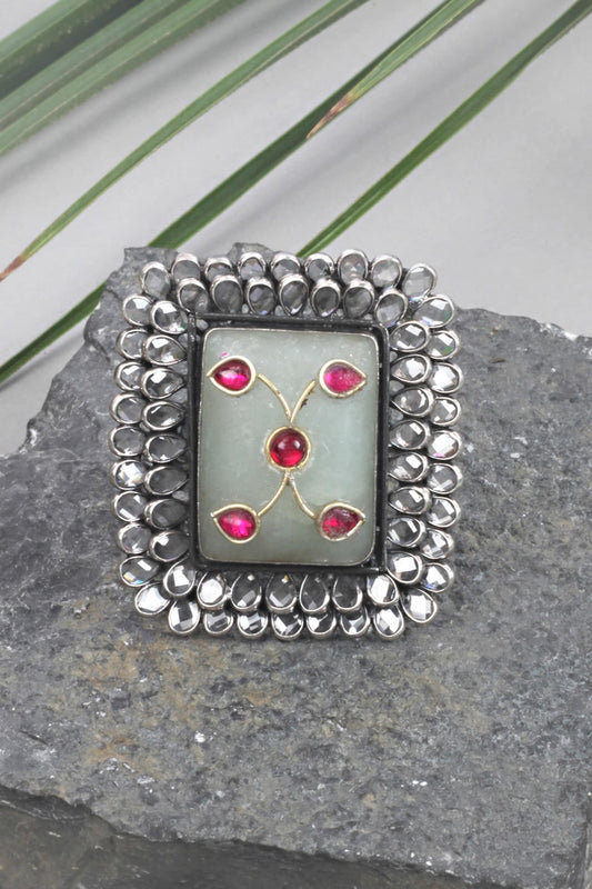 Rectangular Motif Handcrafted Ring 