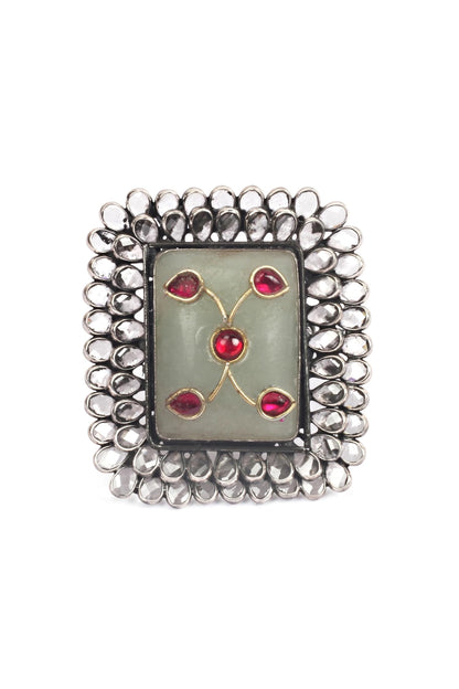 Rectangular Motif Handcrafted Ring 