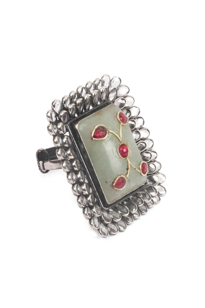 Rectangular Motif Handcrafted Ring 