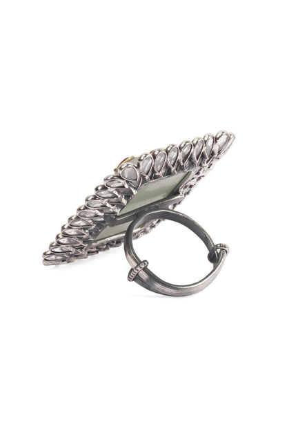 Rectangular Motif Handcrafted Ring 