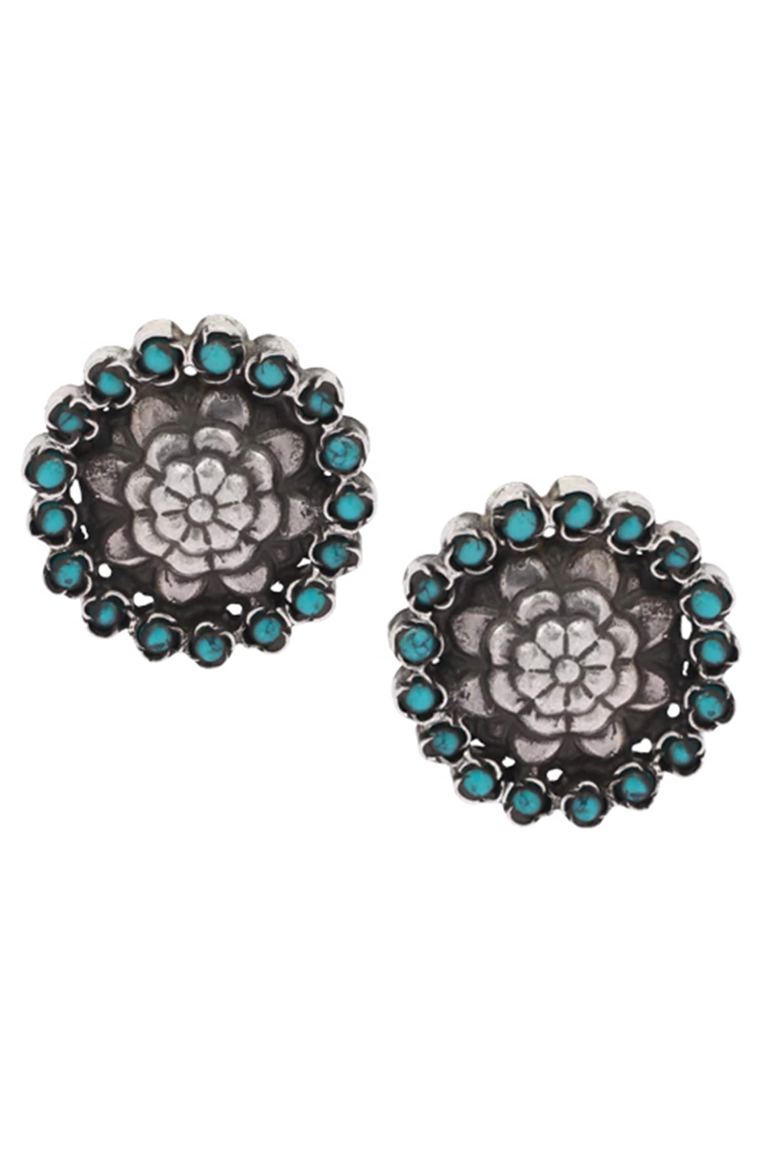 Stone Floral Studs  