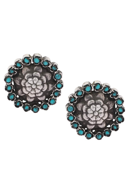 Stone Floral Studs  