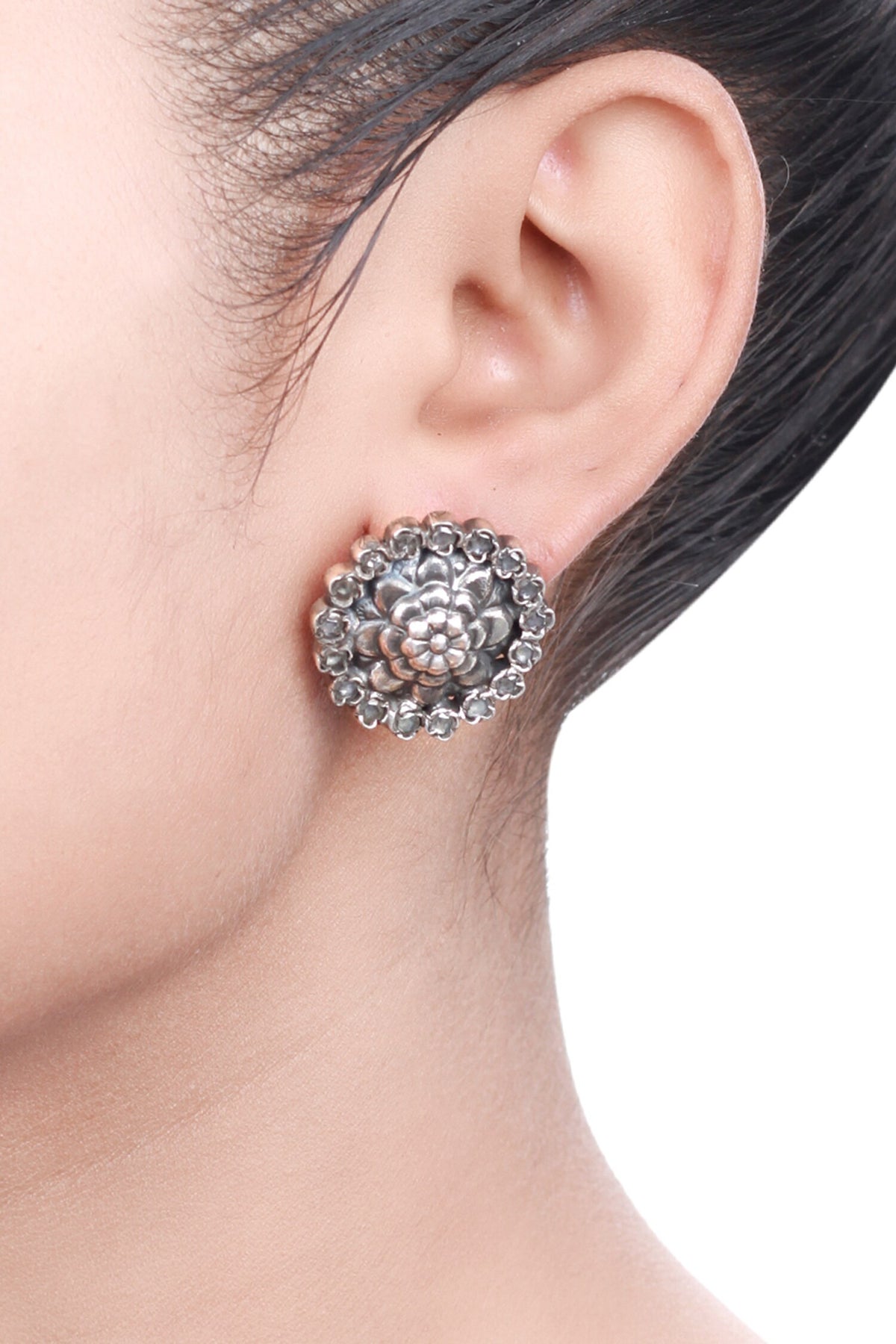Stone Floral Studs  