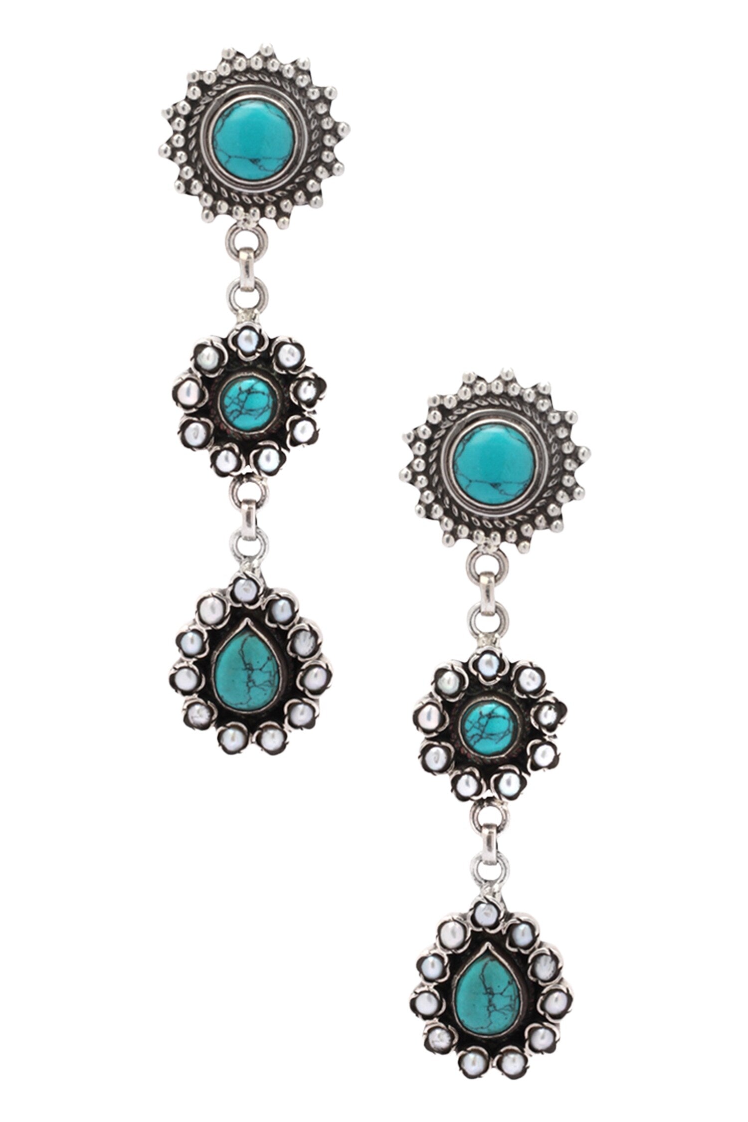 Stone Tiered Earrings 