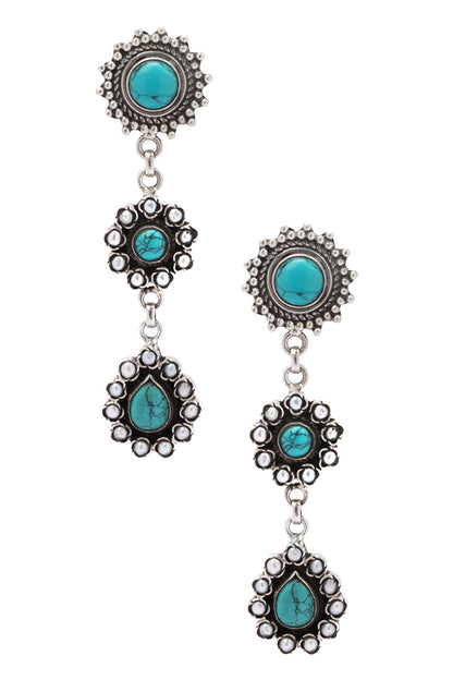 Stone Tiered Earrings 