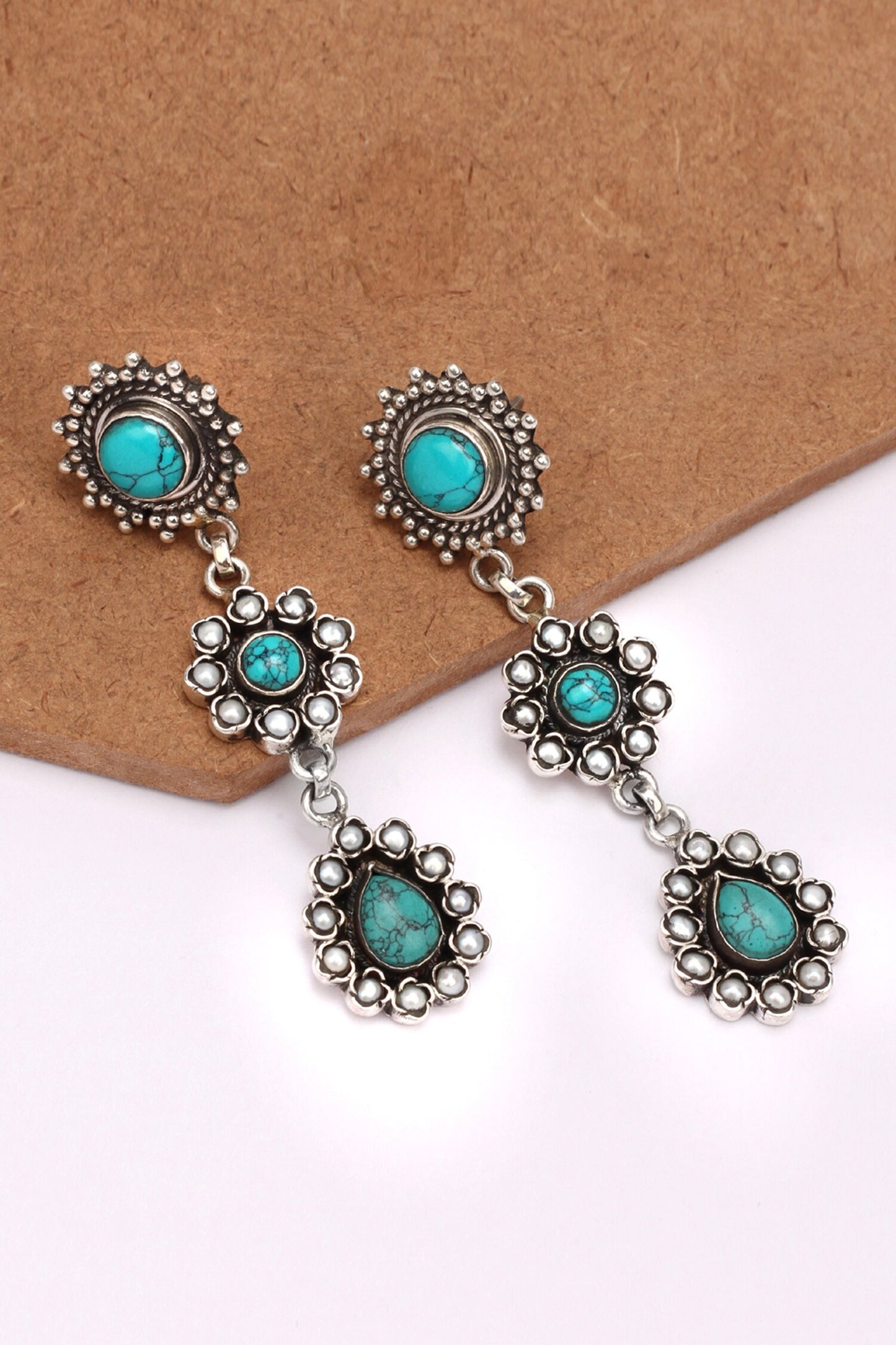 Stone Tiered Earrings 