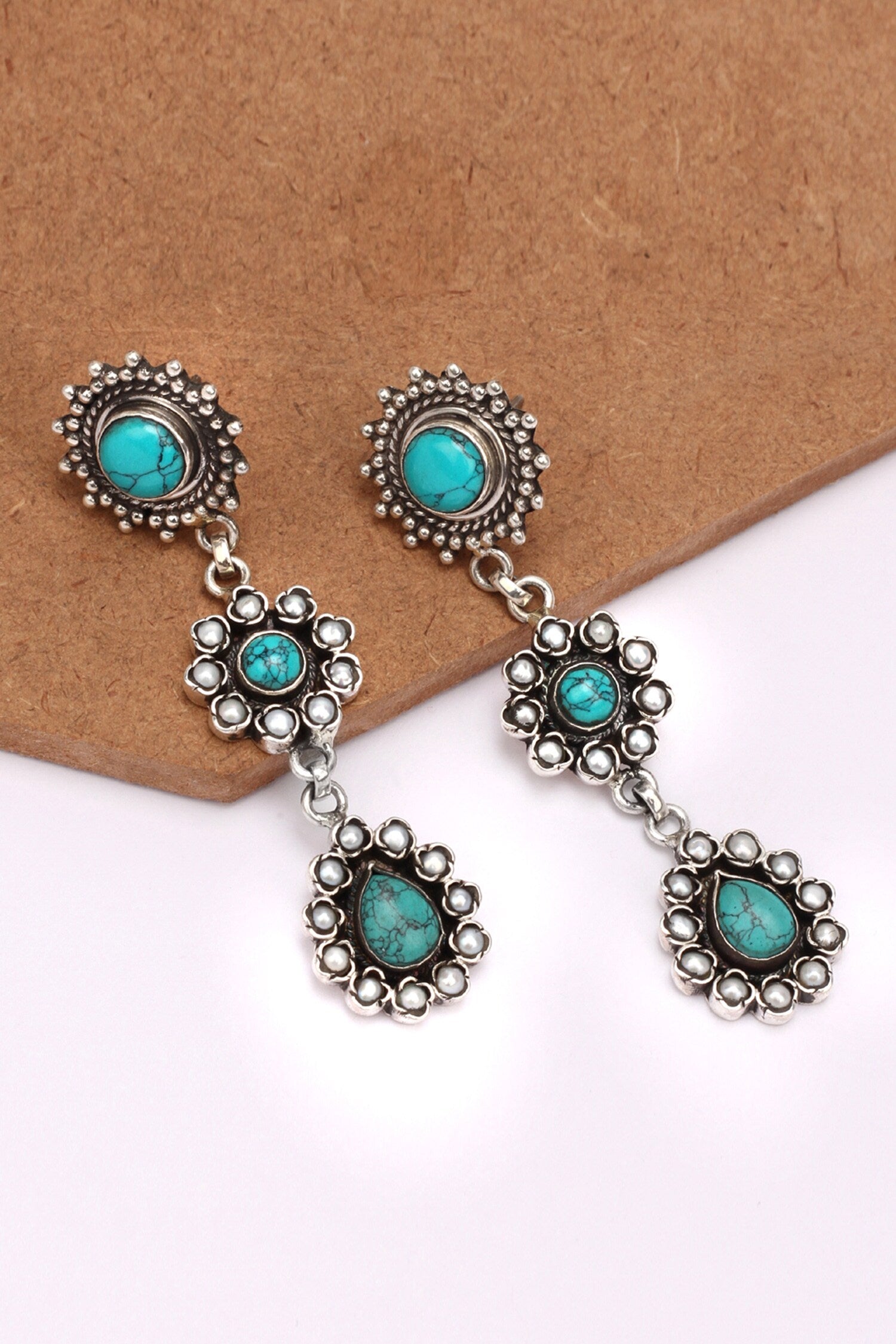 Stone Tiered Earrings 