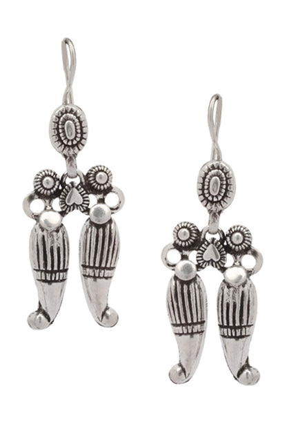 Oxidized Carved Danglers 