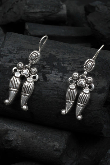 Oxidized Carved Danglers 