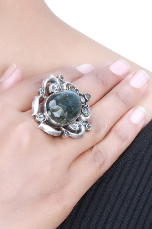 Stone Embellished Adjustable Ring 