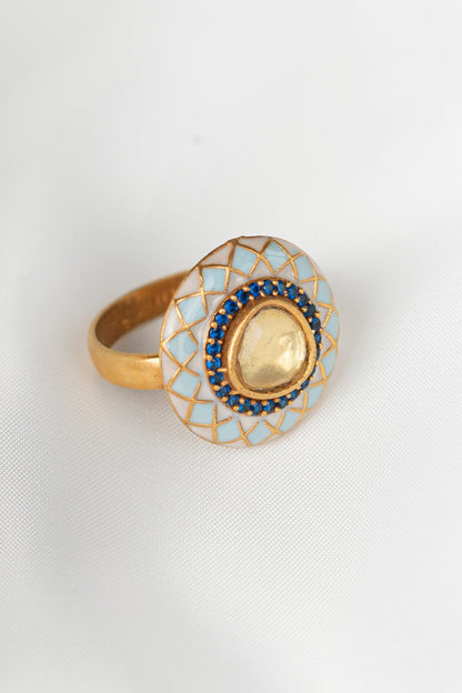 Geometric Stone Embellished Ring 