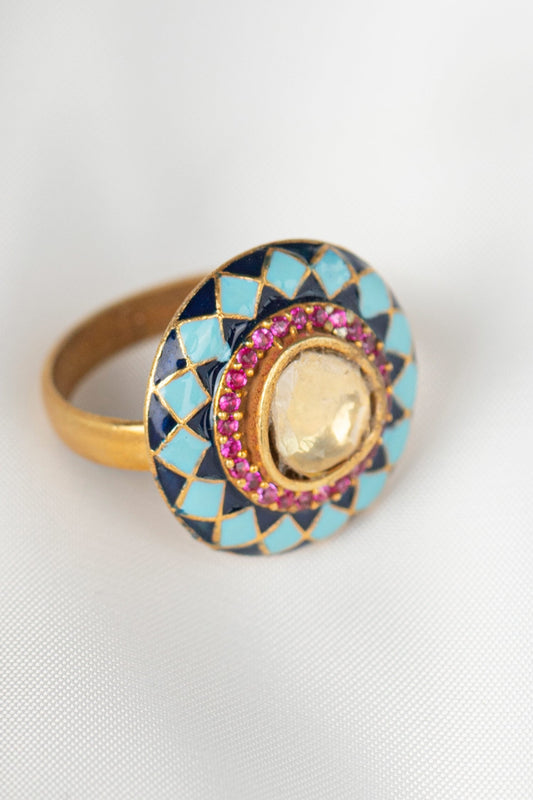 Geometric Stone Embellished Ring 