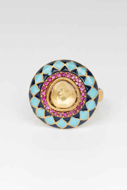 Geometric Stone Embellished Ring 
