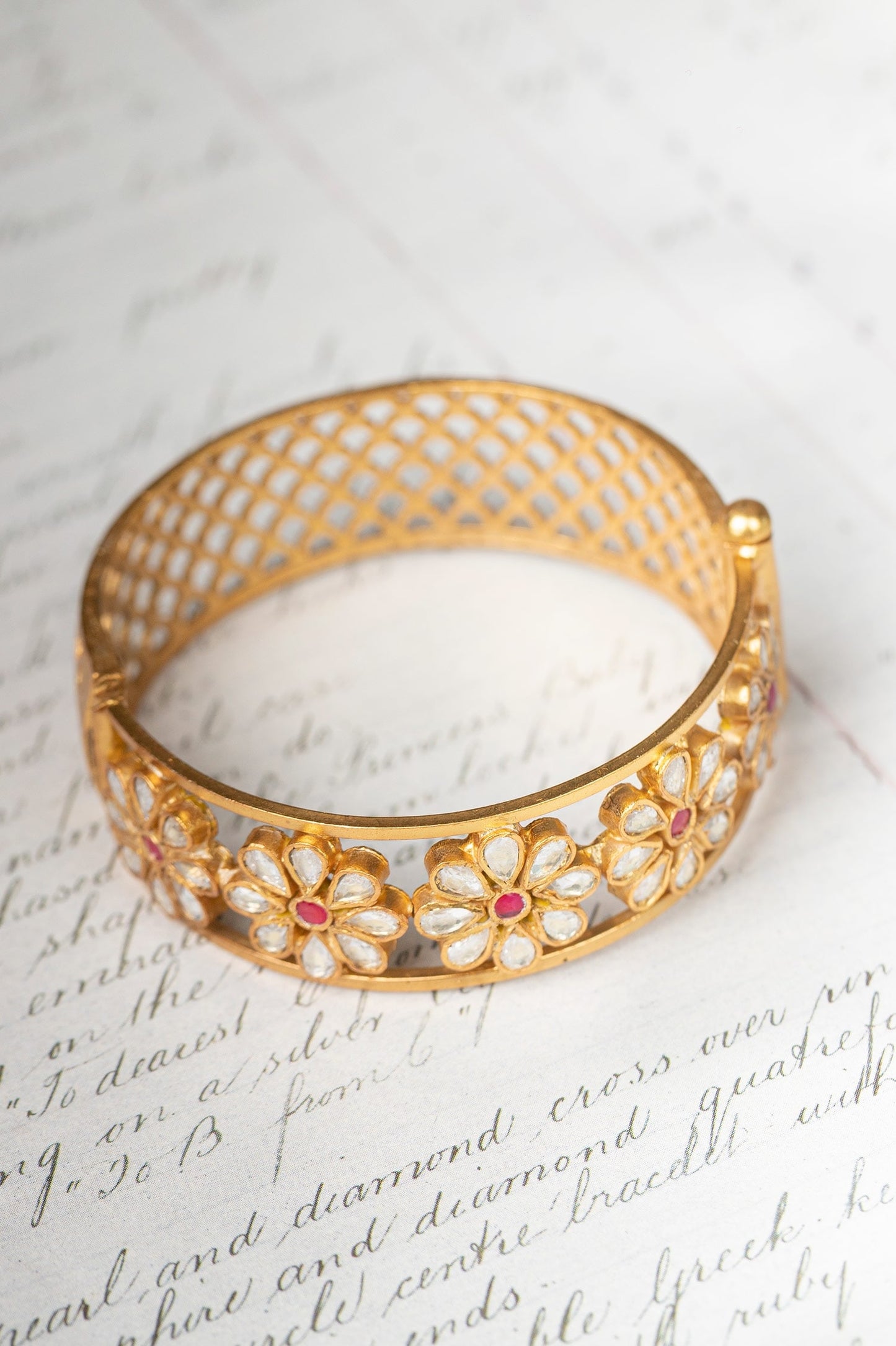 Floral Motif Embellished Bangle 