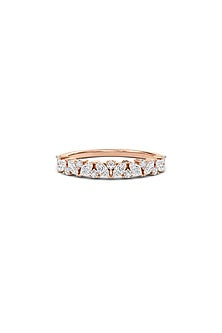14kt Rose Gold Finish Marquise-Cut Diamond Zig-Zag Ring