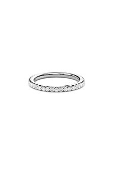 14kt White Finish Round-Cut Diamond Eternity Band Ring