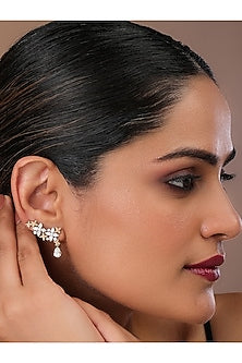 18kt Yellow Gold Finish 3.27 Carat Diamond Tear Drop- Shaped Earrings