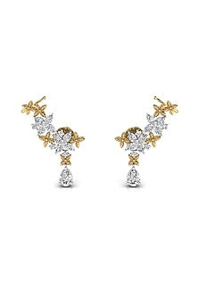 18kt Yellow Gold Finish 3.27 Carat Diamond Tear Drop- Shaped Earrings