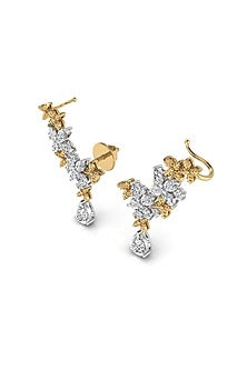 18kt Yellow Gold Finish 3.27 Carat Diamond Tear Drop- Shaped Earrings