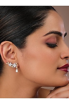 18kt Yellow Gold Finish 3.27 Carat Diamond Tear Drop- Shaped Earrings