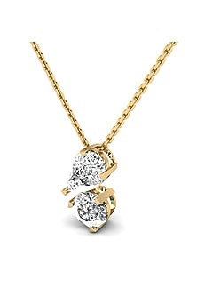18kt Yellow Gold Finish Pear-Shaped & Round-Cut Solitaire Pendant Necklace