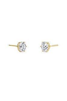 18kt Yellow Gold Finish 4 Carat Solitaire Diamond Stud Earrings