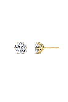 18kt Yellow Gold Finish 4 Carat Solitaire Diamond Stud Earrings