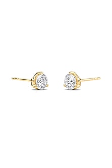18kt Yellow Gold Finish Round-Cut Lab Grown Solitaire Diamond Stud Earrings