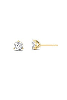 18kt Yellow Gold Finish Round-Cut Lab Grown Solitaire Diamond Stud Earrings
