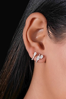 18kt Rose Gold Finish Diamond Huggie Ear Cuffs