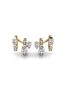18kt Rose Gold Finish Diamond Huggie Ear Cuffs