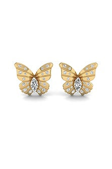 18kt Yellow Gold Finish Diamond Butterfly Earrings