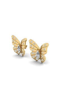 18kt Yellow Gold Finish Diamond Butterfly Earrings