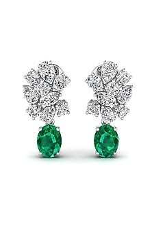 14kt White Finish 2.54 Carat Diamonds Drop Earrings