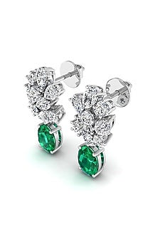 14kt White Finish 2.54 Carat Diamonds Drop Earrings