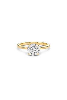 18kt Yellow Gold Finish Round-Cut Solitaire Diamond Ring