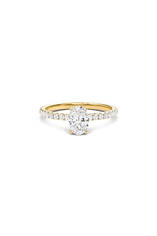 18kt White Finish Oval-Cut Diamond Halo Pave Ring