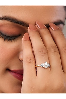 18kt Yellow Gold Finish Marquise-Cut Diamond Ring