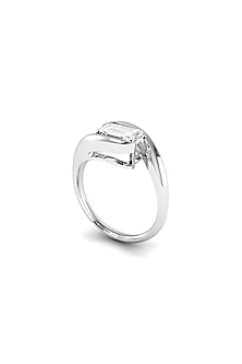 14kt White Finish Emerald-Cut Diamond Ring
