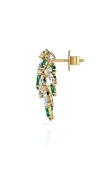 18kt Yellow Gold Finish 7.38 Carat Diamonds & Emerald Gemstone Dangler Earrings