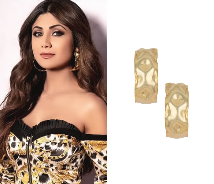 Gold plated textured hoop earrings