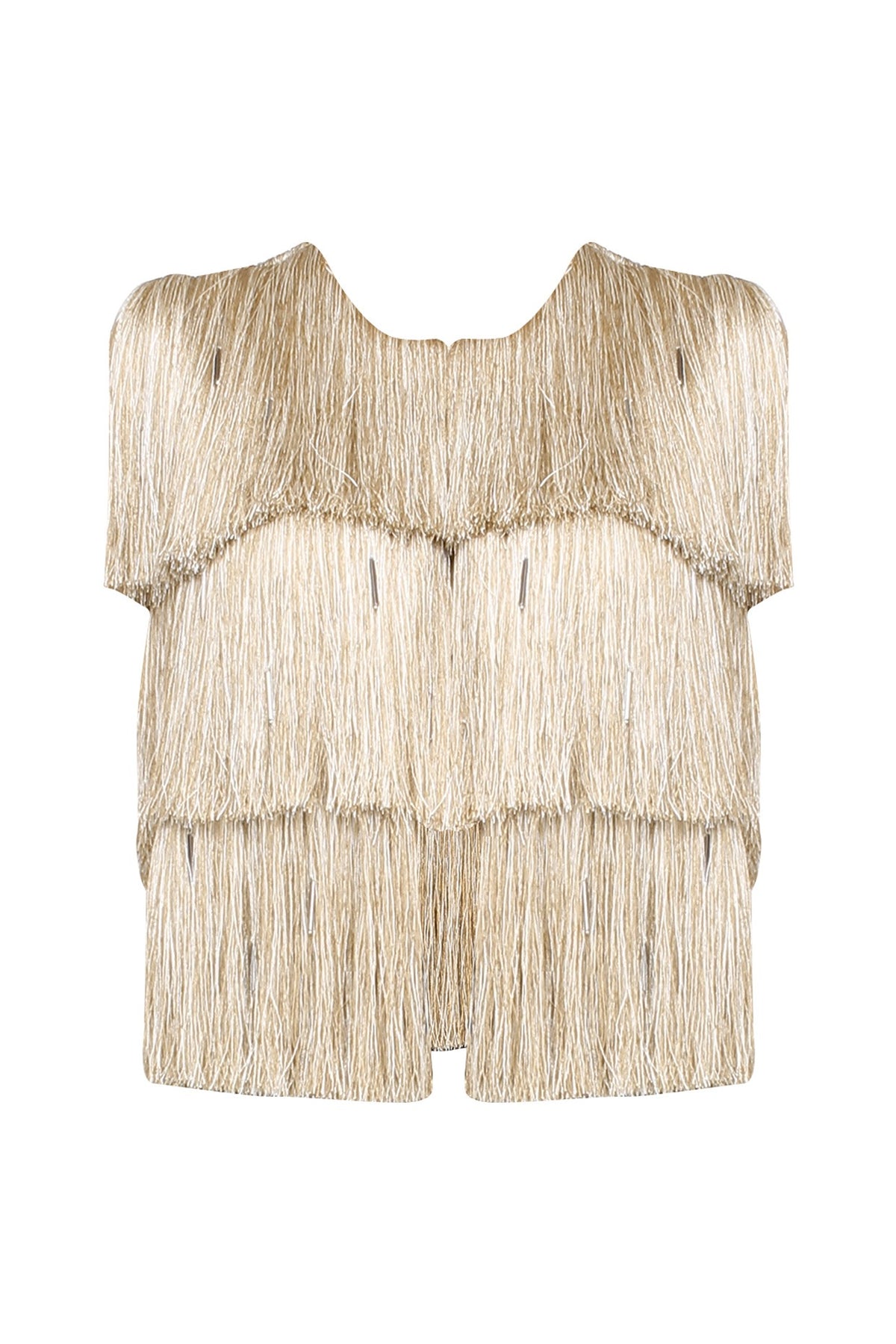 Gold Sleeveless Fringe Jacket